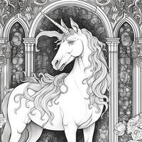 Art Nouveau Unicorn Coloring Pages photo