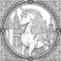 Art Nouveau Unicorn Coloring Pages photo