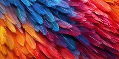 . . Vibrant colorful pattern background texture of color feathers decoration. Graphic Art photo