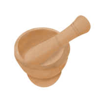 Wooden mortar and pestle png