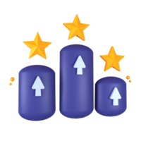three blue bars with an arrow pointing up and a star png