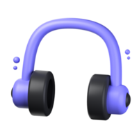 casque de musique 3d icône illustration objet. utilisateur interface 3d le rendu png