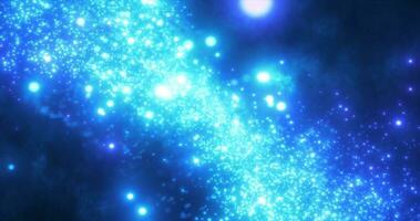 Abstract blue energy magic round particles round with bokeh effect glowing background photo