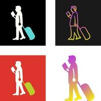 Walking with Luggage Vector Icon