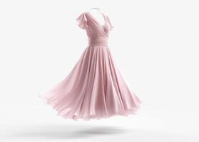 pink female dress mock up isolated on white background photo