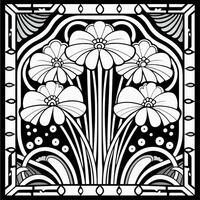 ArtDeco Fower Coloring Page photo