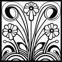 ArtDeco Fower Coloring Page photo