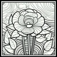 ArtDeco Fower Coloring Page photo