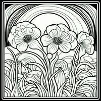 ArtDeco Fower Coloring Page photo