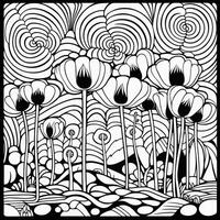 ArtDeco Fower Coloring Page photo