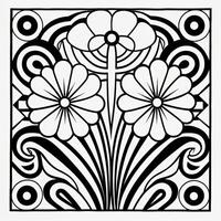 ArtDeco Fower Coloring Page photo