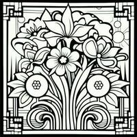 ArtDeco Fower Coloring Page photo