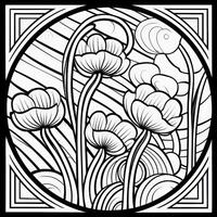 ArtDeco Fower Coloring Page photo