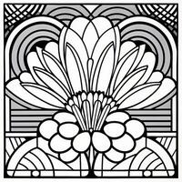 ArtDeco Fower Coloring Page photo