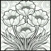 ArtDeco Fower Coloring Page photo