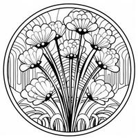 ArtDeco Fower Coloring Page photo