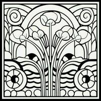 ArtDeco Fower Coloring Page photo