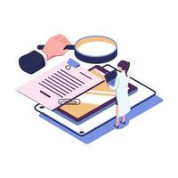 Digital auditing flat style isometric illustration design vector