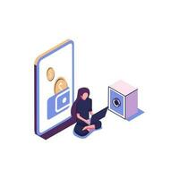 Digital wallet flat style isometric illustration vector design