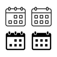 Date, calendar icon vector in several styles