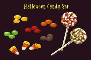 Halloween sweet treats set. Candies and snacks. vector