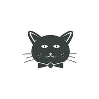 Cute Cat Face Silhouette Design vector