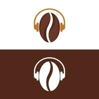 diseño del logotipo del icono del podcast de café. concepto de logotipo de dj de café. vector