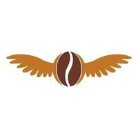 Coffee Bean Wings Logo Design. Flying Coffee Logo Template. vector