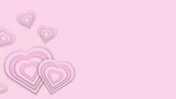 pink heart shaped paper cut valentines day background overlapping vector