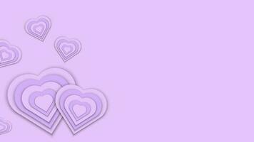 purple heart shaped paper cut valentines day background overlapping vector