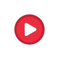 Red Play button icon. Media player audio symbol vector