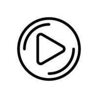 Play button icon vector black outline style isolated on white background