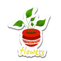 flor pegatina ilustración en maceta png