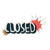 closed text sticker with explosion png