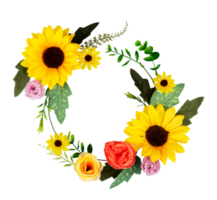 Round spring floral wreath copy space png