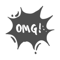 OMG text on explosion shape element png