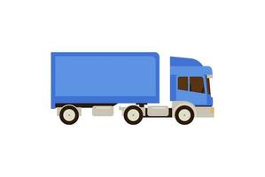 Blue delivery truck cartoon flat vector icon. Commercial van car for shipping boxes and goods.