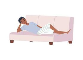 hombre descansando y Relajado a hogar en fin de semana, plano vector ilustración aislado.