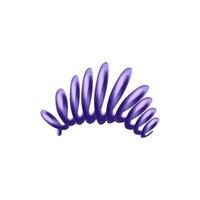 Extended plastic or rubber spring 3D vector object. Purple rubber spiral wire cord, telephone like, realistic 3D model.