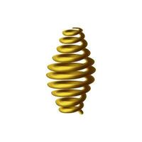 barril dorado primavera 3d vector icono. compresión metal primavera, amplio retorcido bobina realista estilo ilustración, aislado.