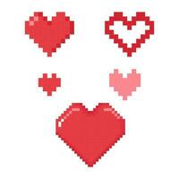 conjunto de diferente rojo píxel corazones vector