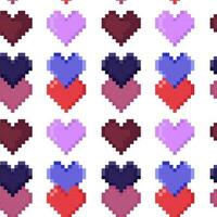 Seamless pattern of pixel multicolored hearts vector