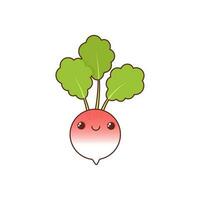 Kawaii radish with eyes on white background vector