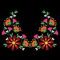 Mexican embroidery floral in the shape of a circle vector