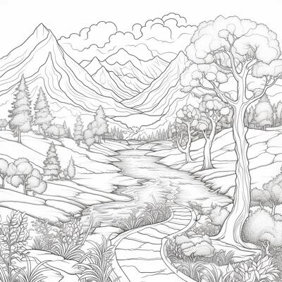 Mountain Coloring Page Stock Photos, Images and Backgrounds for Free Download