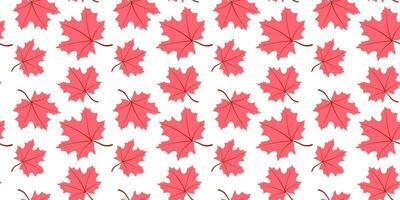 Maple autumn leaves seamless pattern, flat design template. Autumn background vector