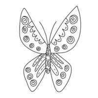 Vector peacock butterfly coloring page. Hand drawn butterfly sketch on white background
