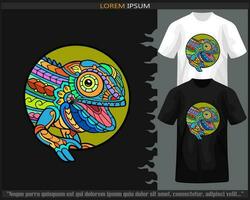 Colorful chameleon mandala arts isolated on black and white t shirt. vector