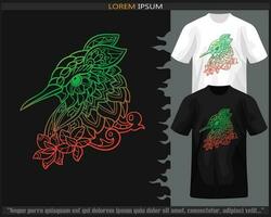 Gradient Colorful Humming bird  mandala arts isolated on black and white t shirt. vector