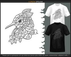 Humming bird  mandala arts isolated on black and white t shirt. vector